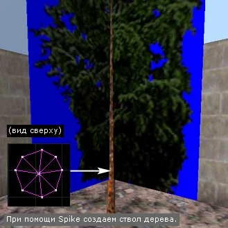 Create a tree trunk using the Spike function