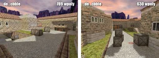 Examples of large open spaces on de_cbble Examples of large open spaces on de_cbble