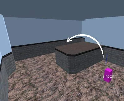 Due to the low height of the wall, the game engine "sees" what is behind it Due to the low height of the wall, the game engine "sees" what is behind it